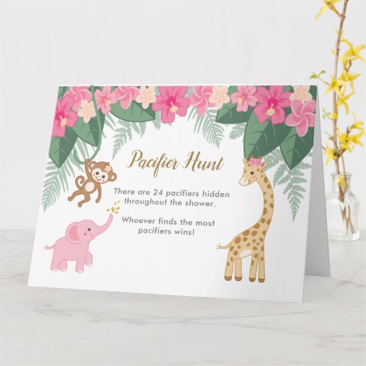 Safari Theme Baby Girl Finden Sie das Schnuller Ga Karte (Gelbe Blume)