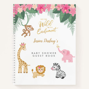 Safari Theme Baby Girl Shower Gästebuch Notizblock