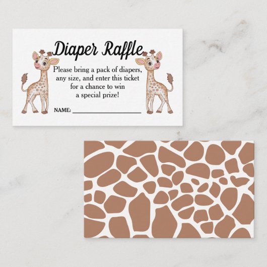 Safari Theme Baby Showdiaper Raffle Ticket Enc Begleitkarte (Vorne/Hinten)
