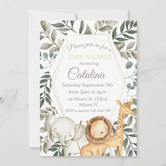 Safari Theme Baby Shower Invitation Einladung (Vorderseite)