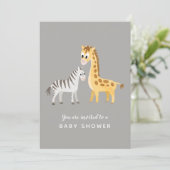 Safari Theme Baby Shower Zebra und Giraffe Einladung (Stehend Vorderseite)