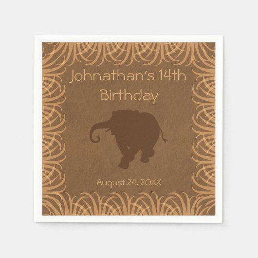 Safari Theme Elephant Personalisiert Serviette (Vorderseite)