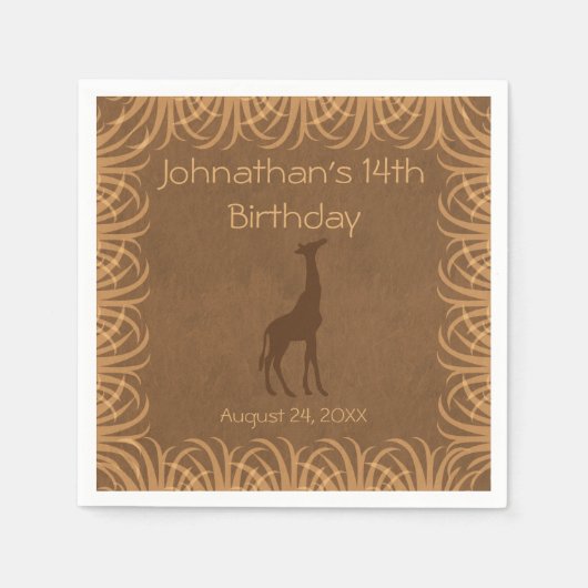 Safari Theme Giraffe Personalisiert Serviette (Vorderseite)