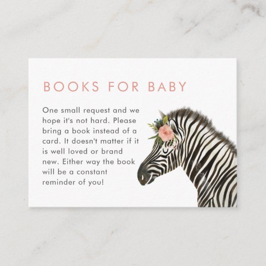 Safari Theme Girl Babydusche Buchanfrage Begleitkarte (Vorderseite)