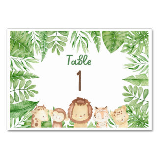 Safari Theme Jungle Table Signs Tischnummer