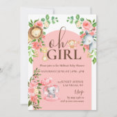 Safari Theme Oh Girl Baby Dusche Einladung (Vorderseite)