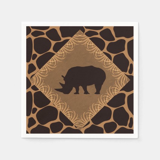 Safari Theme Rhinoceros Serviette (Vorderseite)