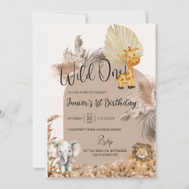 Safari Theme Wild 1 1. Kindergeburtstag Einladung