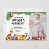 Safari Themed | Erster Geburtstag | Lasst uns wild Einladung (Vorderseite)