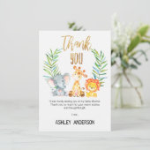 Safari-Tier-Babyparty danken Ihnen zu kardieren Einladung (Stehend Vorderseite)