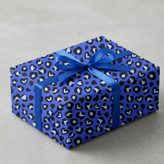 Safari-Tier Blau Leopard Chic Print Muster Geschenkpapier