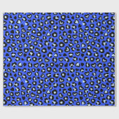 Safari-Tier Blau Leopard Chic Print Muster Geschenkpapier (Flach)