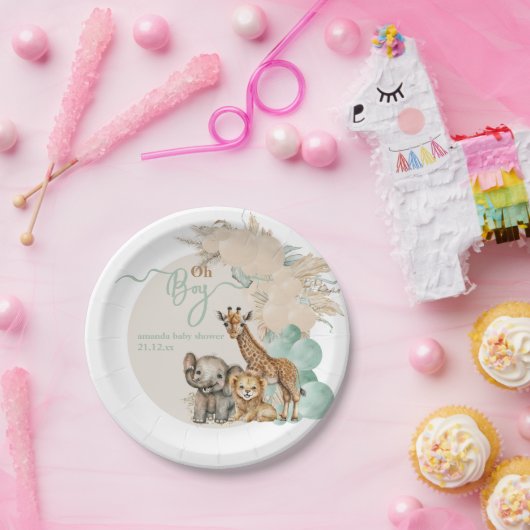 Safari Tier Boho Oh Boy Baby Dusche Pappteller (Party)