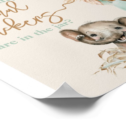 Safari Tier Boho Oh Boy Baby Dusche Tierspiel Poster (Ecke)