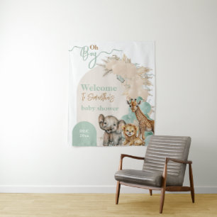 Safari Tier Boho Oh Boy Baby Dusche Willkommen Wandteppich