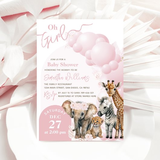 Safari Tier Boho Oh Girl Baby Dusche Einladung