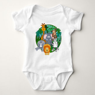 Safari-Tier-Cartoon Baby Strampler