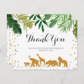 Safari Tier Danke Karte . (Vorne/Hinten)