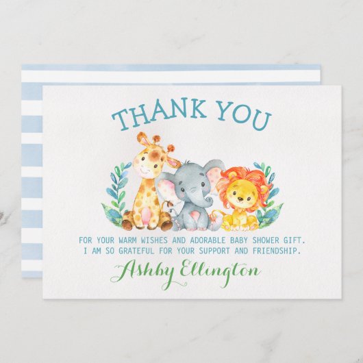 Safari-Tier-Ebene danken Ihnen zu kardieren Einladung (Vorne/Hinten)