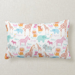 Safari-Tier-Kinderzimmer-Druck Lendenkissen