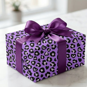 Safari-Tier Leopard Lila Herz Druck Muster Geschenkpapier