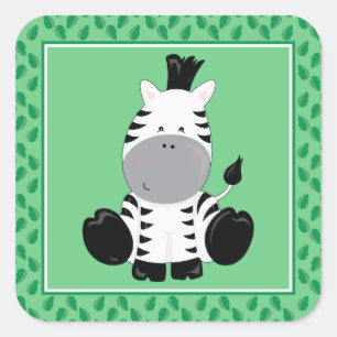 Safari-Tier-Party Babyzebra-  Quadratischer Aufkleber