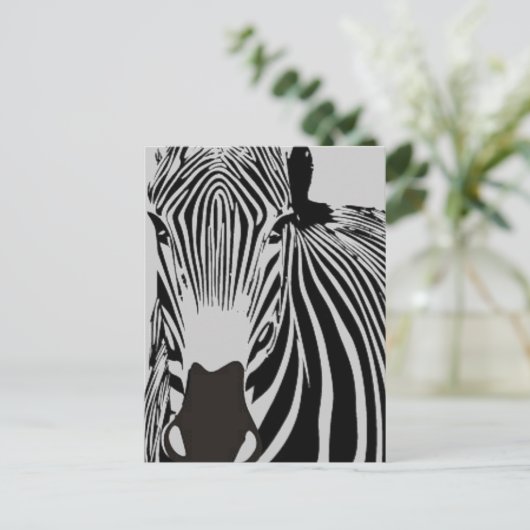 Safari-Tier schwarz-weiße Streifen wild Zebra Postkarte (Stehend Vorderseite)
