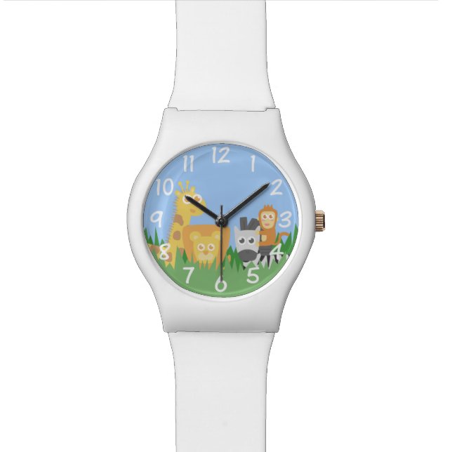 Safari-Tier-Thema für KinderTimepiece Uhr (Nahaufnahme)