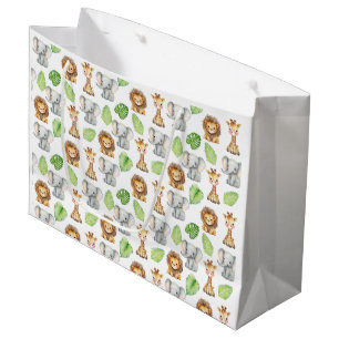 Safari-Tier-Wasserfarben-Muster  Große Geschenktüte