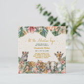 Safari Tierabenteuer Begin Baby Boy Dusche Einladung (Stehend Vorderseite)