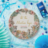 Safari Tierabenteuer Begin Baby Boy Dusche Pappteller (Party)