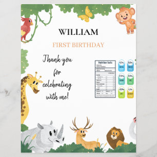 Safari-Tiere 1. Geburtstag Chip-Tüten-Verpackung Flyer