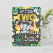 Safari Tiere 2. Geburtstag Einladung Dschungel ZOO (Stehend Vorderseite)