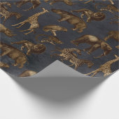 Safari-Tiere auf dunkelblau Geschenkpapier (Ecke)