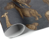 Safari-Tiere auf dunkelblau Geschenkpapier (Rolleneckpunkt)