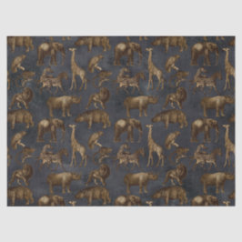 Safari-Tiere auf dunkelblauer Decoupage Seidenpapier