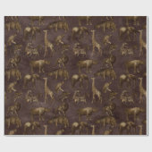 Safari-Tiere auf Dunkelbraun Geschenkpapier (Flach)