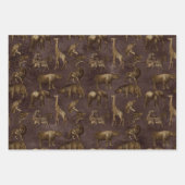 Safari-Tiere auf Dunkelbraun Geschenkpapier Set (Vorderseite 2)