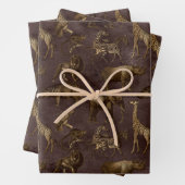 Safari-Tiere auf Dunkelbraun Geschenkpapier Set (Beispiel)