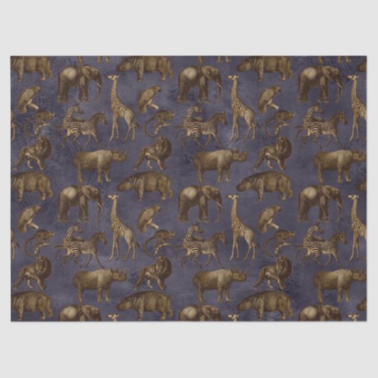 Safari-Tiere auf dunklen Lila Decoupage Seidenpapier (Vorderseite)