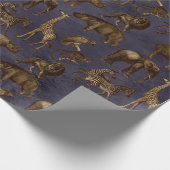 Safari-Tiere auf dunklen Lila Geschenkpapier (Ecke)