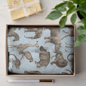 Safari Tiere auf Light Blue Decoupage Seidenpapier (Geschenk)