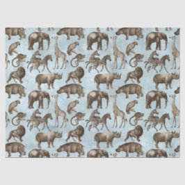 Safari Tiere auf Light Blue Decoupage Seidenpapier