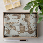 Safari Tiere auf Light Green Decoupage Seidenpapier (Geschenk)