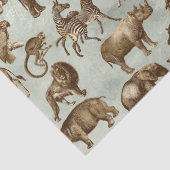 Safari Tiere auf Light Green Decoupage Seidenpapier (Detail)