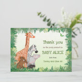 Safari-Tiere Baby Dankeschön-Karte Einladung (Stehend Vorderseite)