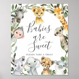Safari Tiere Baby Dusche Babys sind süße Zeichen Poster