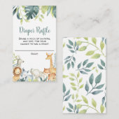 Safari-Tiere Baby Dusche Windel Gewinnkarten Begleitkarte (Vorne/Hinten)