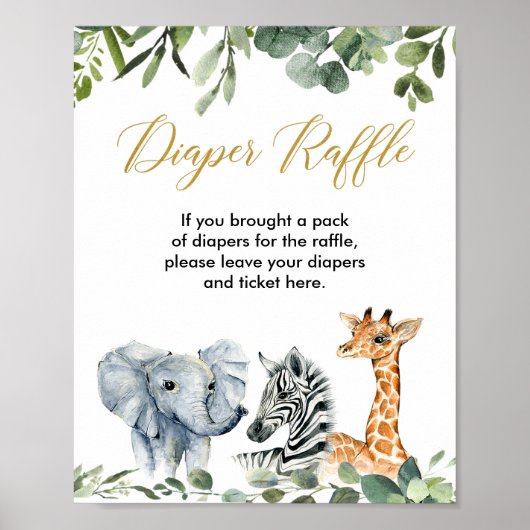 Safari-Tiere Baby Dusche Windel Gewinnspiel Poster (Vorne)