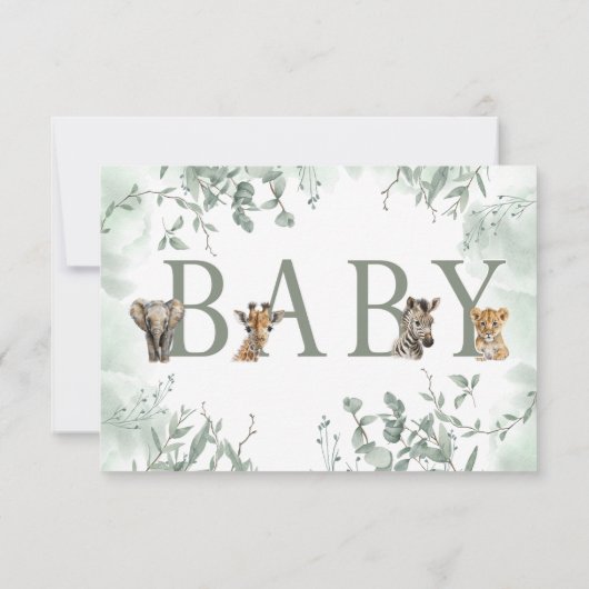 Safari-Tiere Baby Duschkarten RSVP Karte (Rückseite)